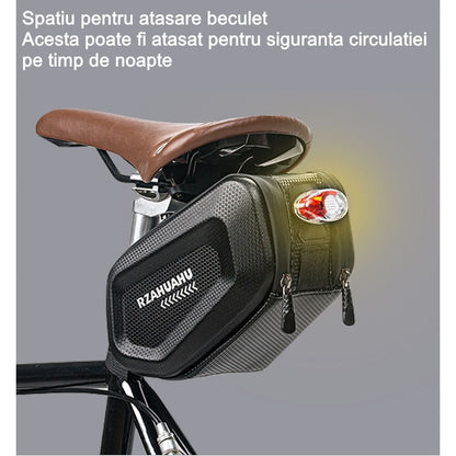 Borseta pentru bicicleta Flippy, Hard Shell, material piele artificiala si carbon, 20x12x11.5 cm, prindere de sa, capacitate 2L, impermeabila, negru-4
