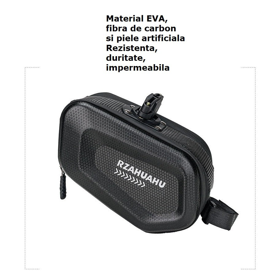 Borseta pentru bicicleta Flippy, Hard Shell, material piele artificiala si carbon, 20x12x11.5 cm, prindere de sa, capacitate 2L, impermeabila, negru-5
