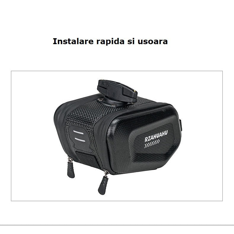 Borseta pentru bicicleta Flippy, Hard Shell, material piele artificiala si carbon, 20x12x11.5 cm, prindere de sa, capacitate 2L, impermeabila, negru-6