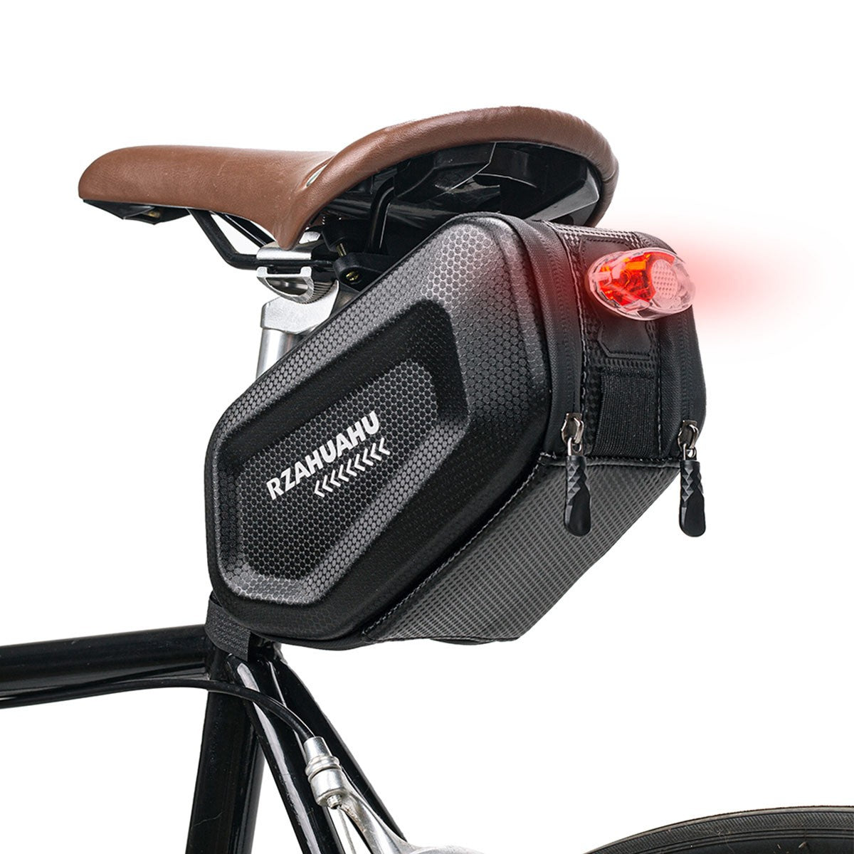 Borseta pentru bicicleta Flippy, Hard Shell, material piele artificiala si carbon, 20x12x11.5 cm, prindere de sa, capacitate 2L, impermeabila, negru-9