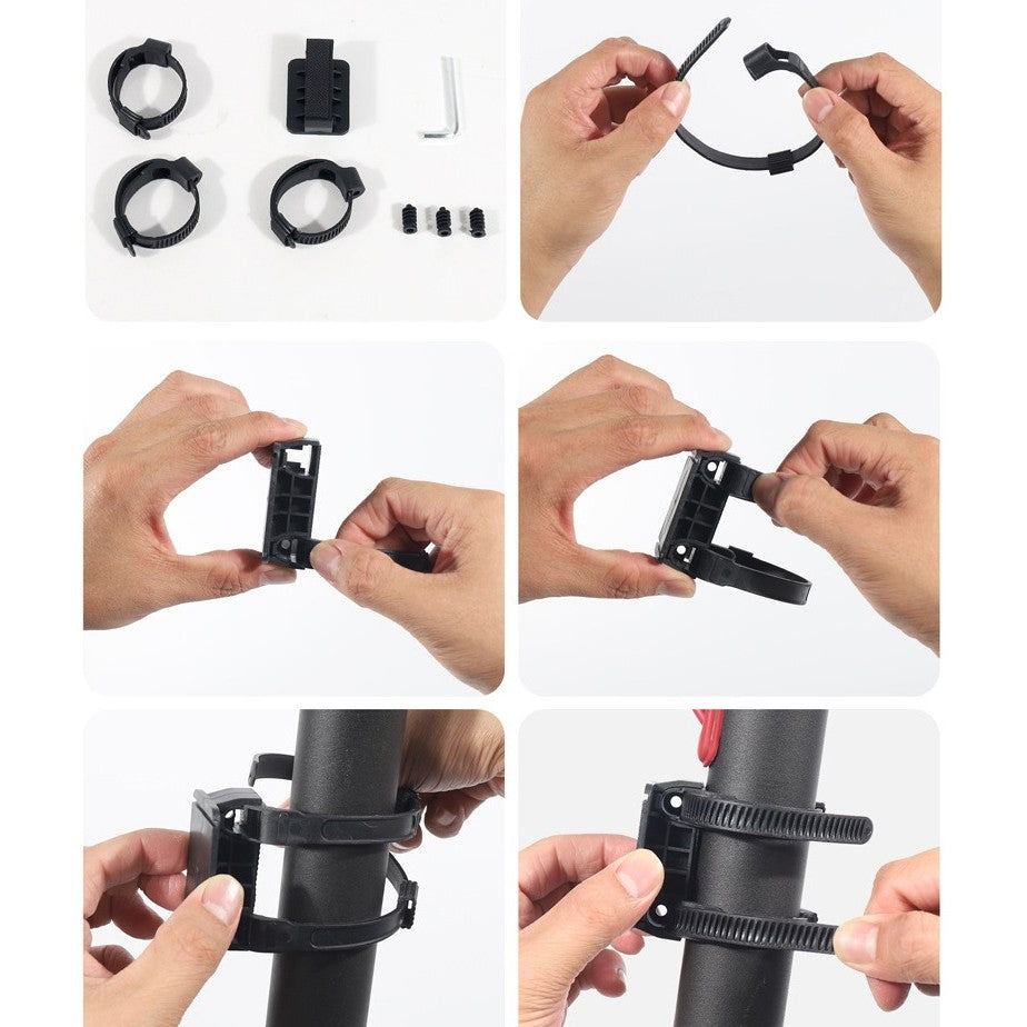 Borseta pentru bicicleta/trotineta Flippy, spatiu de depozitare, antisoc, waterproof, cu fermoar, 3L, material carbon si plastic dur,  pentru trotineta electrica scuter, bicicleta, negru-6