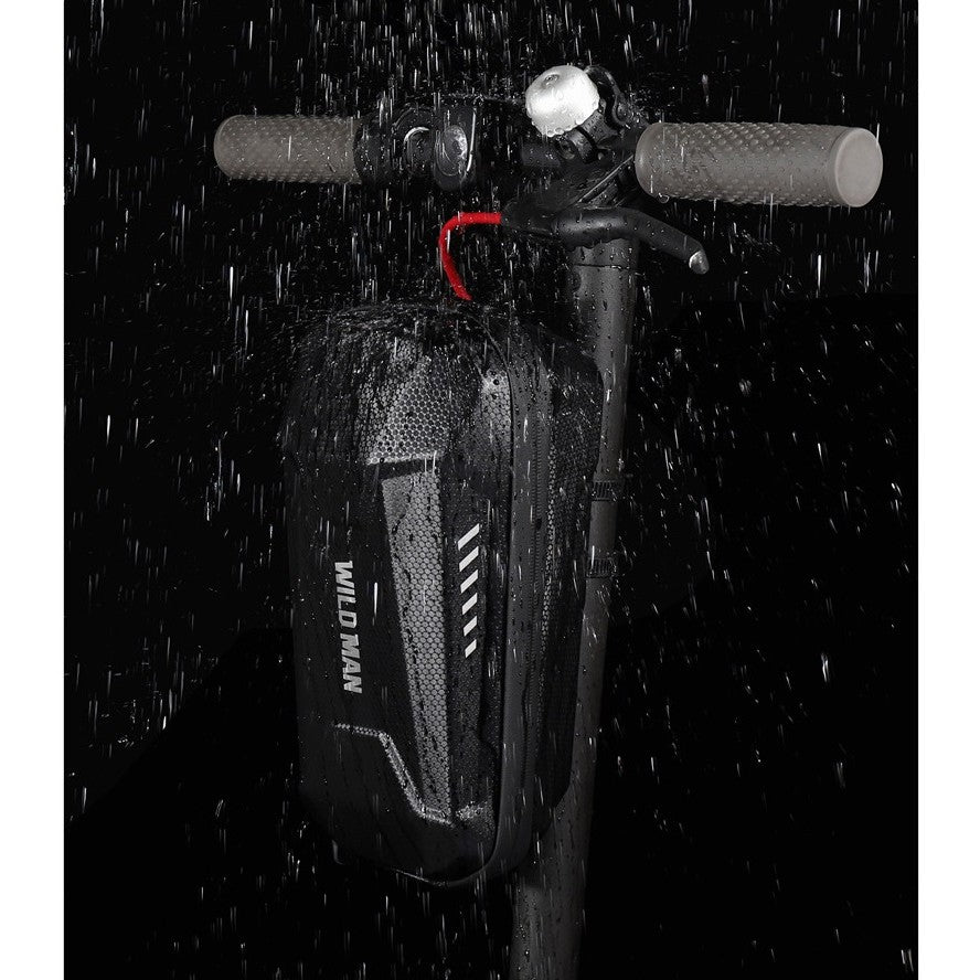 Borseta pentru bicicleta/trotineta Flippy, spatiu de depozitare, antisoc, waterproof, cu fermoar, 3L, material carbon si plastic dur,  pentru trotineta electrica scuter, bicicleta, negru-8