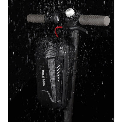 Borseta pentru bicicleta/trotineta Flippy, spatiu de depozitare, antisoc, waterproof, cu fermoar, 3L, material carbon si plastic dur,  pentru trotineta electrica scuter, bicicleta, negru-8