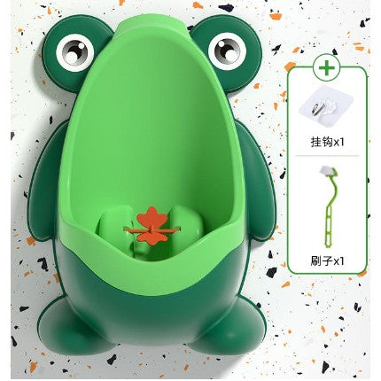 Pisoar pentru copii, Flippy, in Forma de Broasca, Verde, Perie de Curatare Inclusa, Usor de Curatat, 22x13.5x28.5 cm, Montare pe Perete prin Agatare-0