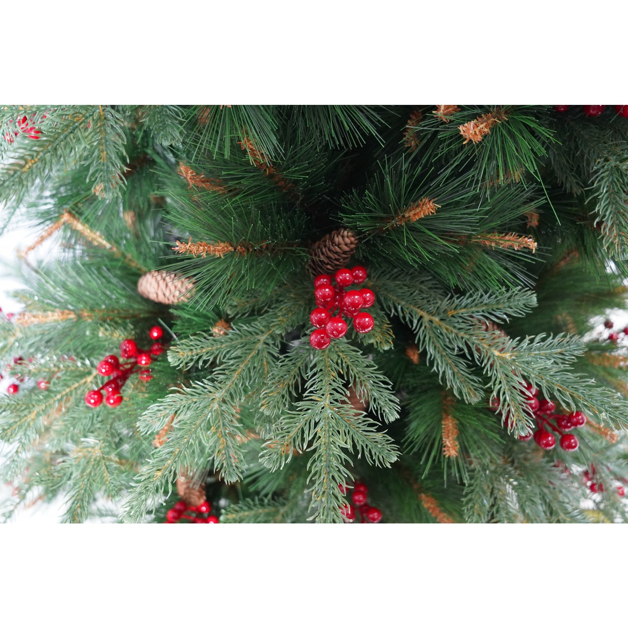 Brad Artificial de Craciun Bogat, Decorat cu Conuri Pin Rosii, pentru Interior/Exterior, Inaltime 120 cm, Flippy, Verde, suport metalic inclus-2