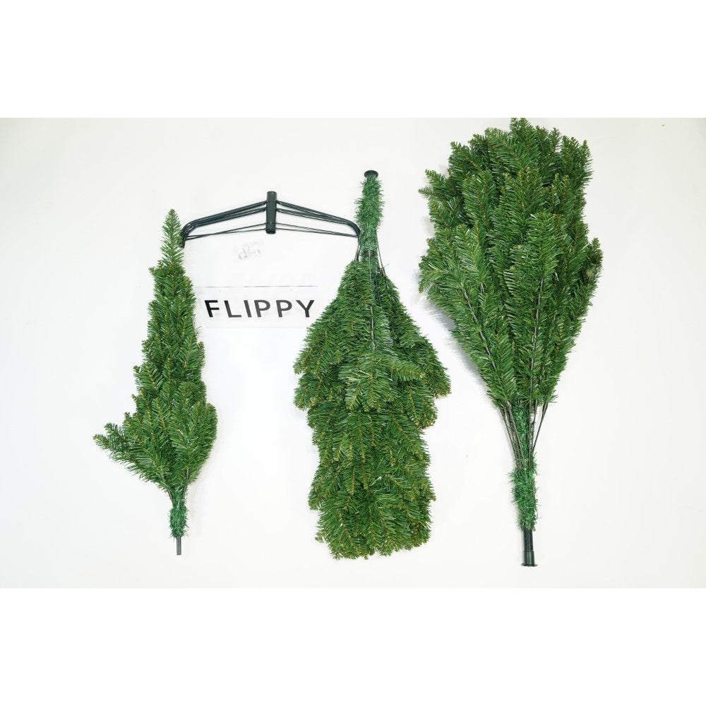 Brad artificial de Craciun, clasic, pentru interior/exterior, inaltime 210 cm, diametru 106 cm, 663 ramuri, Flippy, verde, suport metalic inclus-1