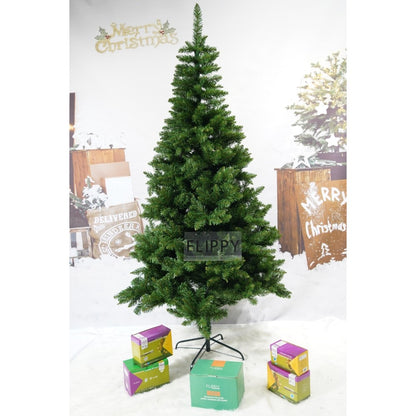 Brad artificial de Craciun, clasic, pentru interior/exterior, inaltime 210 cm, diametru 106 cm, 663 ramuri, Flippy, verde, suport metalic inclus-3