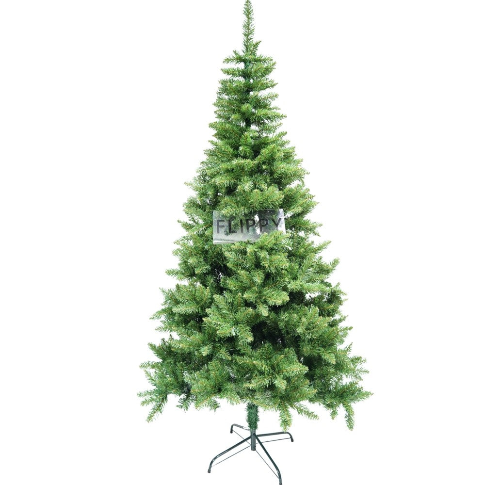 Brad artificial de Craciun, clasic, pentru interior/exterior, inaltime 210 cm, diametru 106 cm, 663 ramuri, Flippy, verde, suport metalic inclus-0