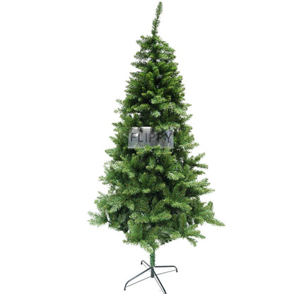 Brad artificial de Craciun, clasic, pentru interior/exterior, inaltime 210 cm, diametru 125 cm, 957 ramuri, Flippy, verde, suport metalic inclus-0