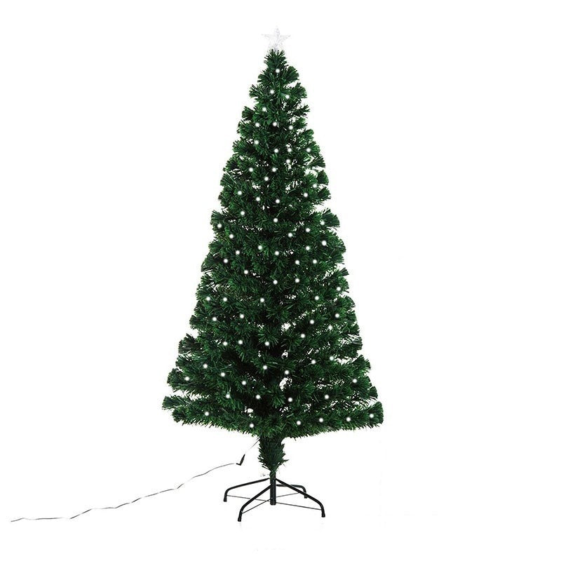 Brad Artificial de Craciun, Flippy, 1.80 m inaltime, Verde, Becuri Led incluse in ramuri, Diametru inferior 137 cm, Interior/ Exterior-0