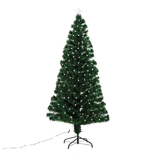 Brad Artificial de Craciun, Flippy, 1.80 m inaltime, Verde, Becuri Led incluse in ramuri, Diametru inferior 137 cm, Interior/ Exterior-0