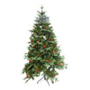 Brad Artificial de Craciun Bogat, Flippy, 1.80 m inaltime, 774 ramuri, Premium, Verde, Decorat cu 56 conuri pin rosii, Interior/ Exterior-0
