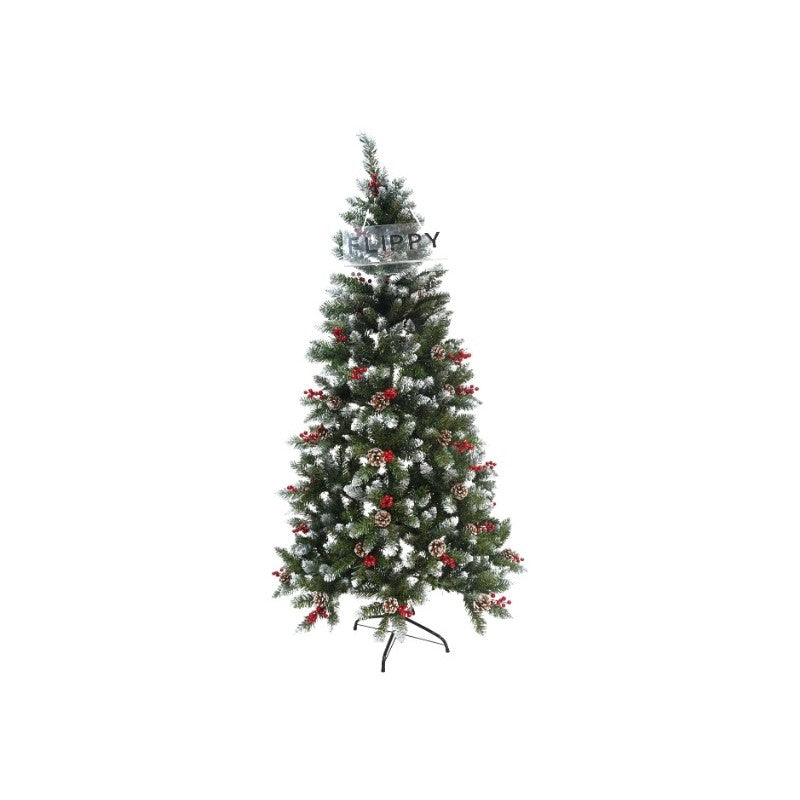 Brad Artificial de Craciun, Flippy, Sectionat pentru Perete/ Colt, 1.50 m inaltime, Verde, Decorat, Diametru Inferior 83 cm, Interior/ Exterior-0