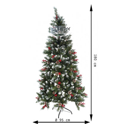 Brad Artificial de Craciun, Flippy, Sectionat pentru Perete/ Colt, 1.80 m inaltime, Verde, Decorat, Diametru Inferior 95 cm, Interior/ Exterior-5