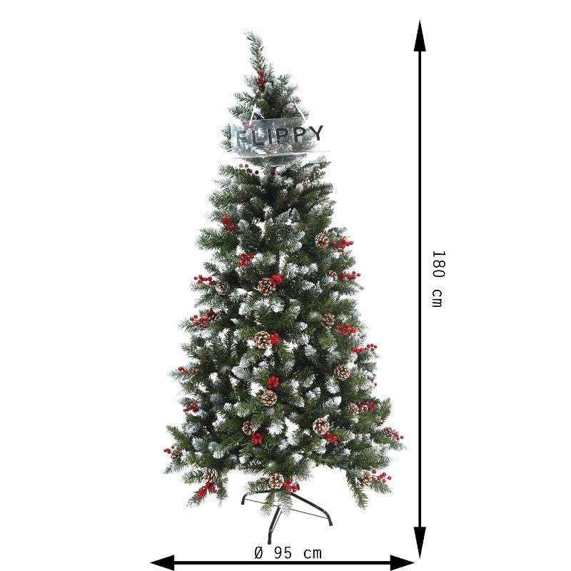 Brad Artificial de Craciun, Flippy, Sectionat pentru Perete/ Colt, 1.80 m inaltime, Verde, Decorat, Diametru Inferior 95 cm, Interior/ Exterior-14