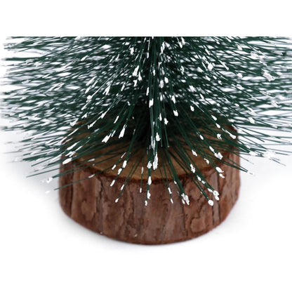 Brad artificial de craciun, ornament pentru masa, pe suport lemn, 20 cm inaltime, Argintiu-5