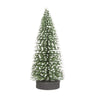 Brad artificial de craciun, ornament pentru masa, pe suport lemn, 15 cm inaltime, Verde inzapezit-0