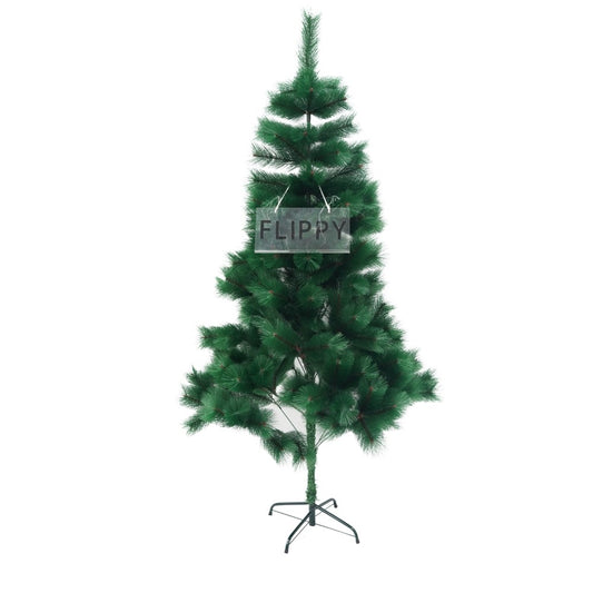 Brad artificial de Craciun tip pin, clasic, pentru interior/exterior, inaltime 150 cm, Flippy, verde, suport metalic inclus-0