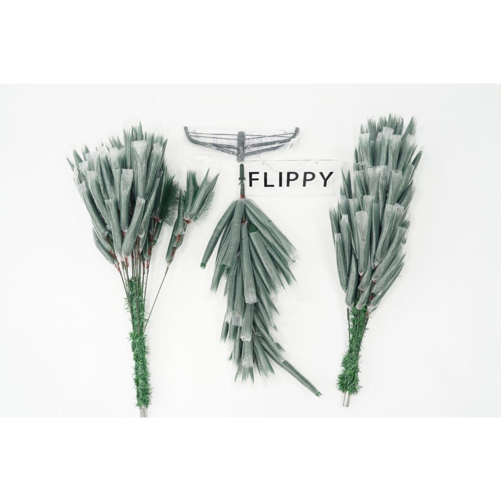 Brad artificial de Craciun tip pin, clasic, pentru interior/exterior, inaltime 210 cm, Flippy, verde, suport metalic inclus-1