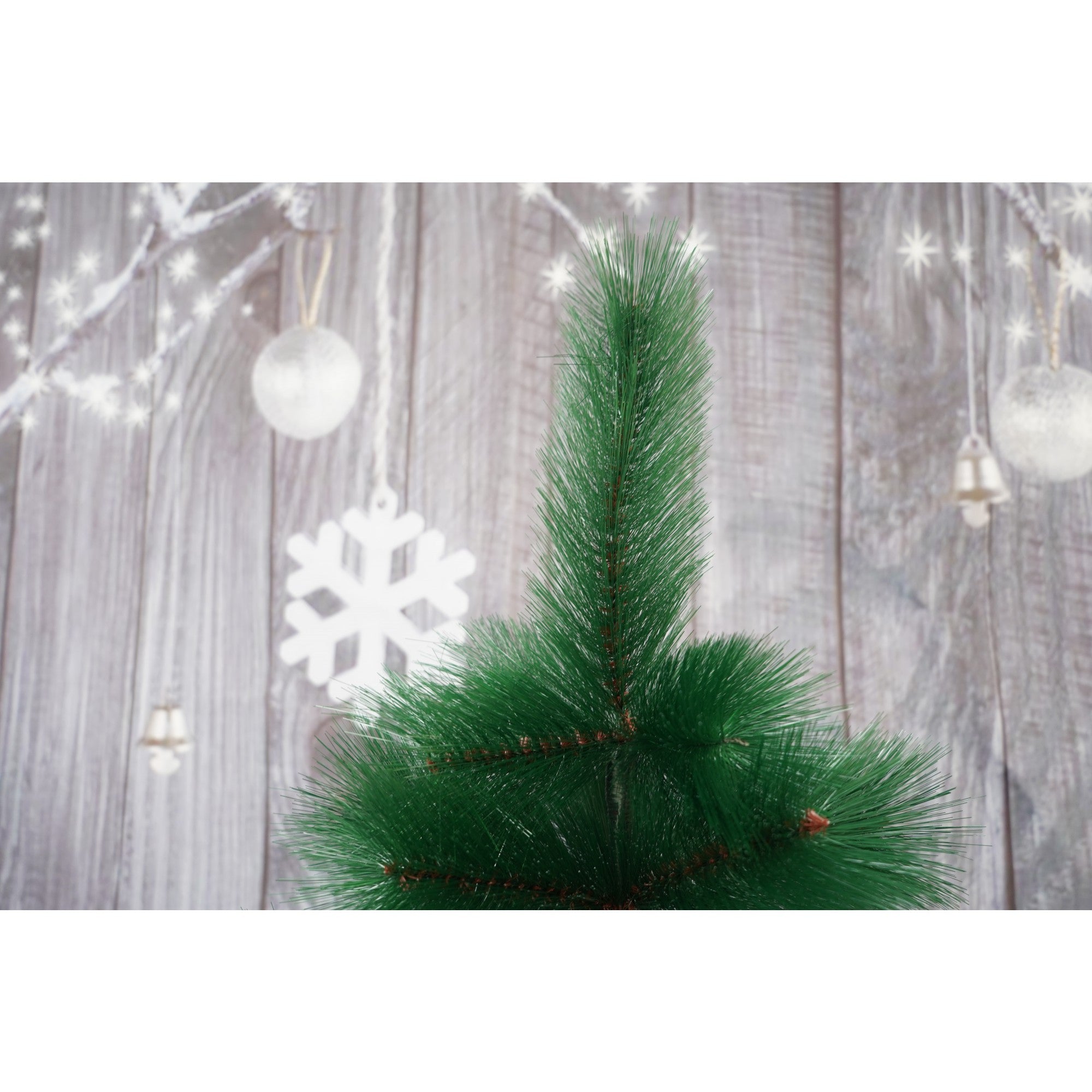 Brad artificial de Craciun tip pin, clasic, pentru interior/exterior, inaltime 210 cm, Flippy, verde, suport metalic inclus-3