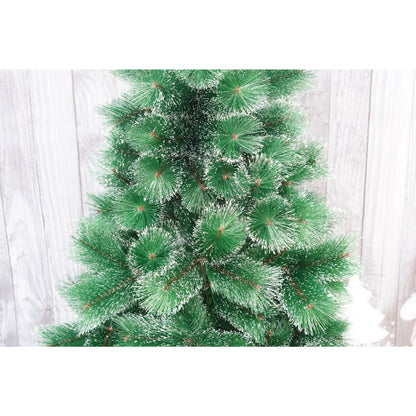 Brad artificial de Craciun tip pin inzapezit, inaltime 210 cm, diametru 115 cm, 350 ramuri cu ace 3D 12 cm, Flippy, verde cu varfuri ninse, suport metalic inclus-4