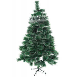 Brad artificial de Craciun tip pin inzapezit, inaltime 210 cm, diametru 115 cm, 350 ramuri cu ace 3D 12 cm, Flippy, verde cu varfuri ninse, suport metalic inclus-0