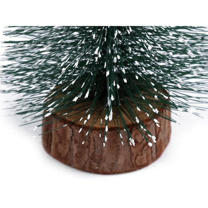 Brad artificial de craciun, tip pin inzapezit, ornament pentru masa, pe suport lemn, 35 cm inaltime-5