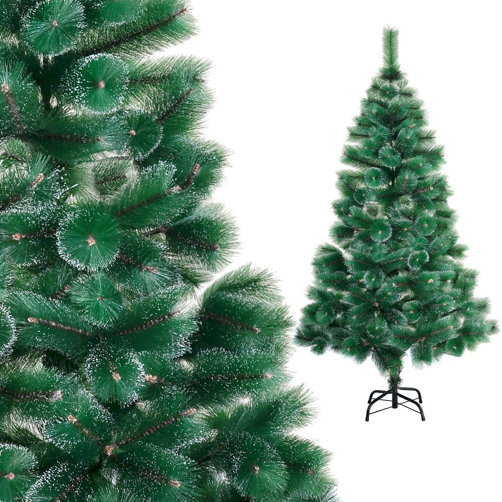 Brad artificial de Craciun tip pin nins, pentru interior/exterior, inaltime 180 cm, Flippy, verde, suport metalic inclus-0
