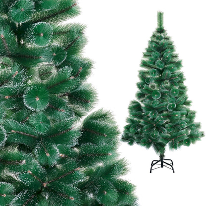 Brad artificial de Craciun tip pin nins, pentru interior/exterior, inaltime 180 cm, Flippy, verde, suport metalic inclus-0
