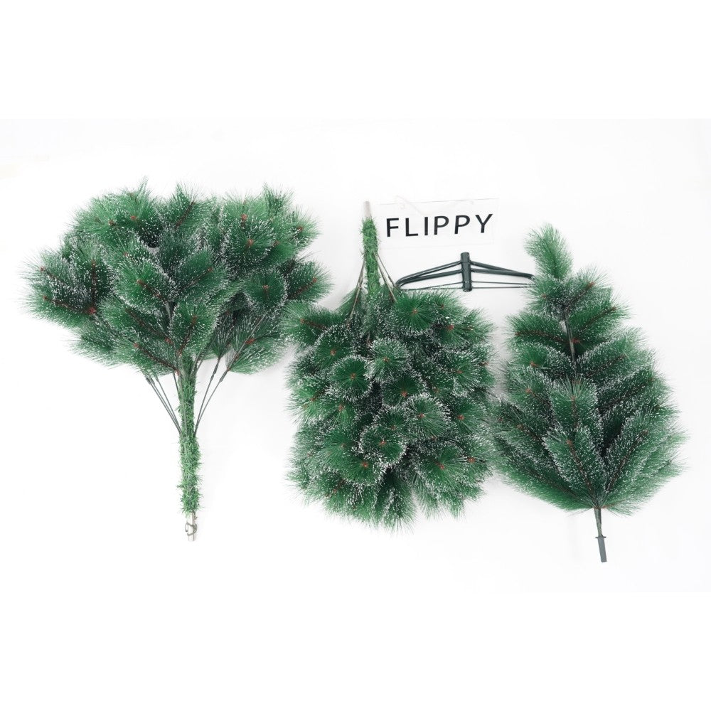 Brad artificial de Craciun tip pin nins, pentru interior/exterior, inaltime 210 cm, Flippy, verde, suport metalic inclus-1