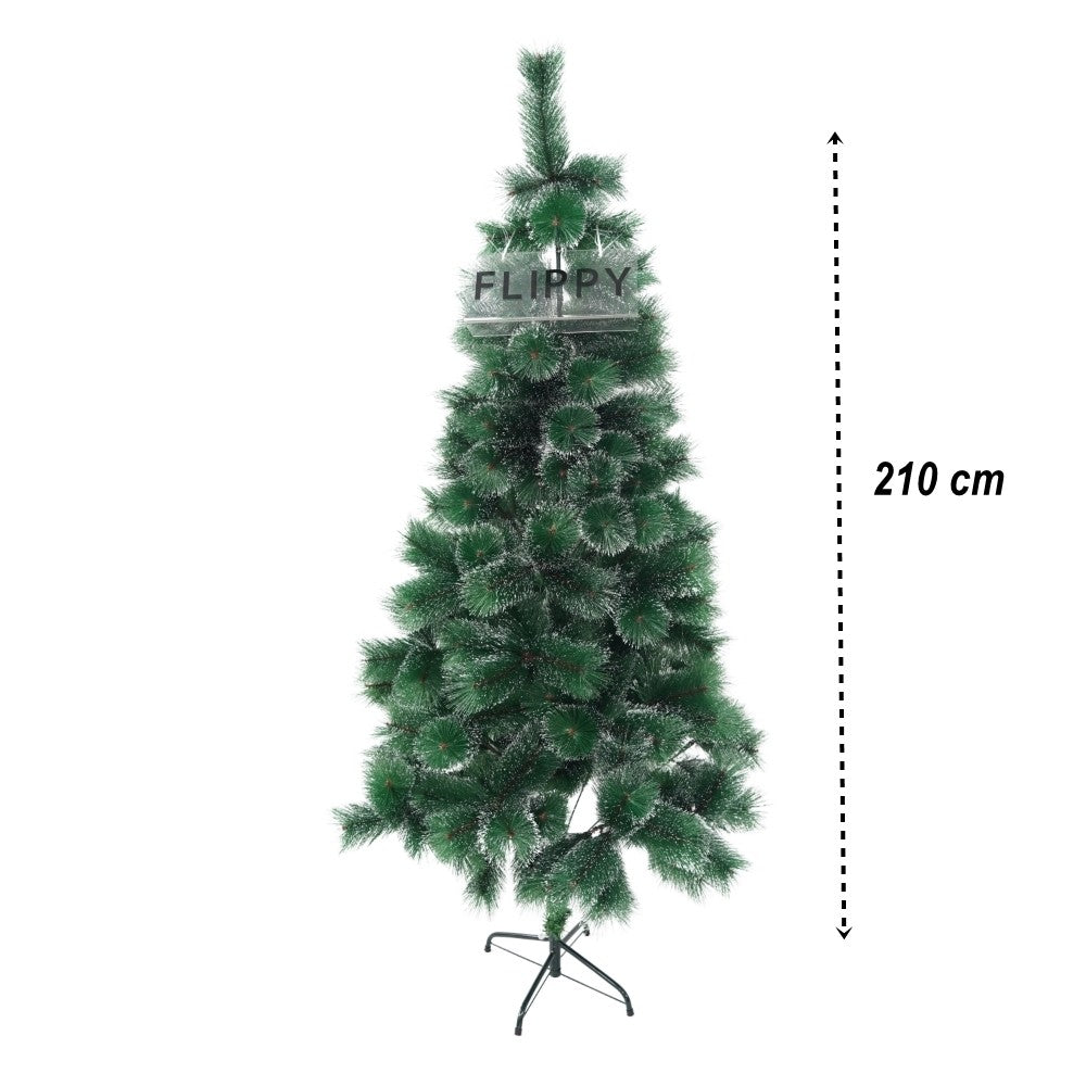 Brad artificial de Craciun tip pin nins, pentru interior/exterior, inaltime 210 cm, Flippy, verde, suport metalic inclus-5