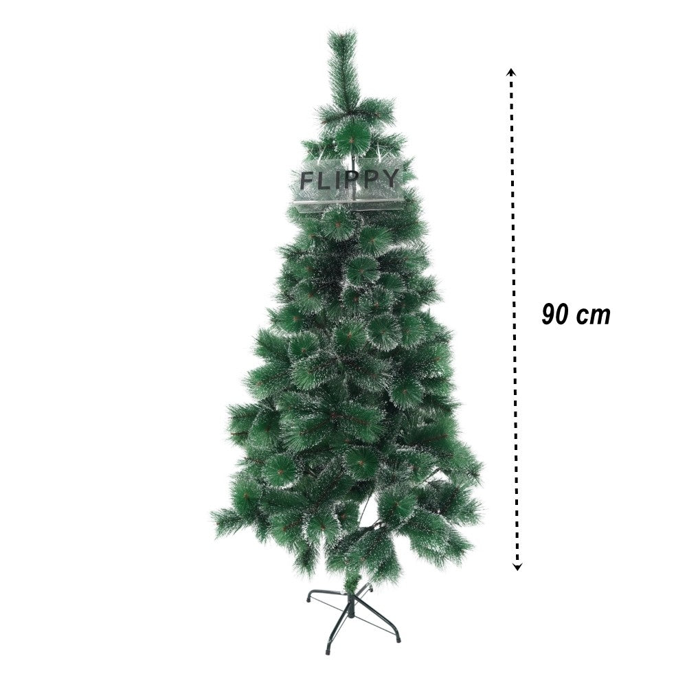 Brad artificial de Craciun tip pin nins, pentru interior/exterior, inaltime 90 cm, Flippy, verde, suport pastic inclus-5
