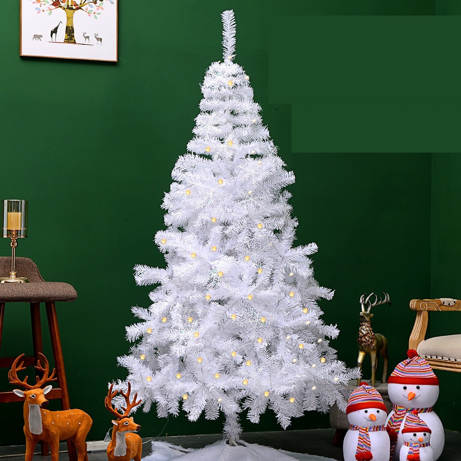 Brad de Craciun artificial cu suport inclus Flippy, 210 cm, 800 ramuri/varfuri, material plastic, suport clasic, fara iluminare, utilizat pentru interior/exterior, alb-4