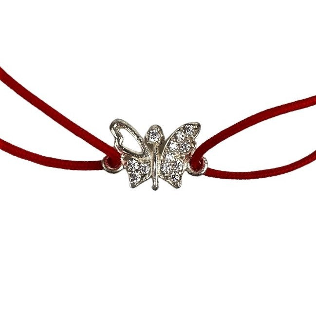 Bratara Snur Reglabil, Argint 925, Fluture Cu Pietre, Jolie Silver, 0.6 g, 1.5 cm x 1 cm-2