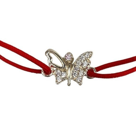 Bratara Snur Reglabil, Argint 925, Fluture Cu Pietre, Jolie Silver, 0.6 g, 1.5 cm x 1 cm-3