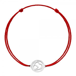 Bratara Snur Reglabil, Argint 925, Inimi in Cerc, Jolie Silver, 0.6 g, 1 cm x 1 cm-0