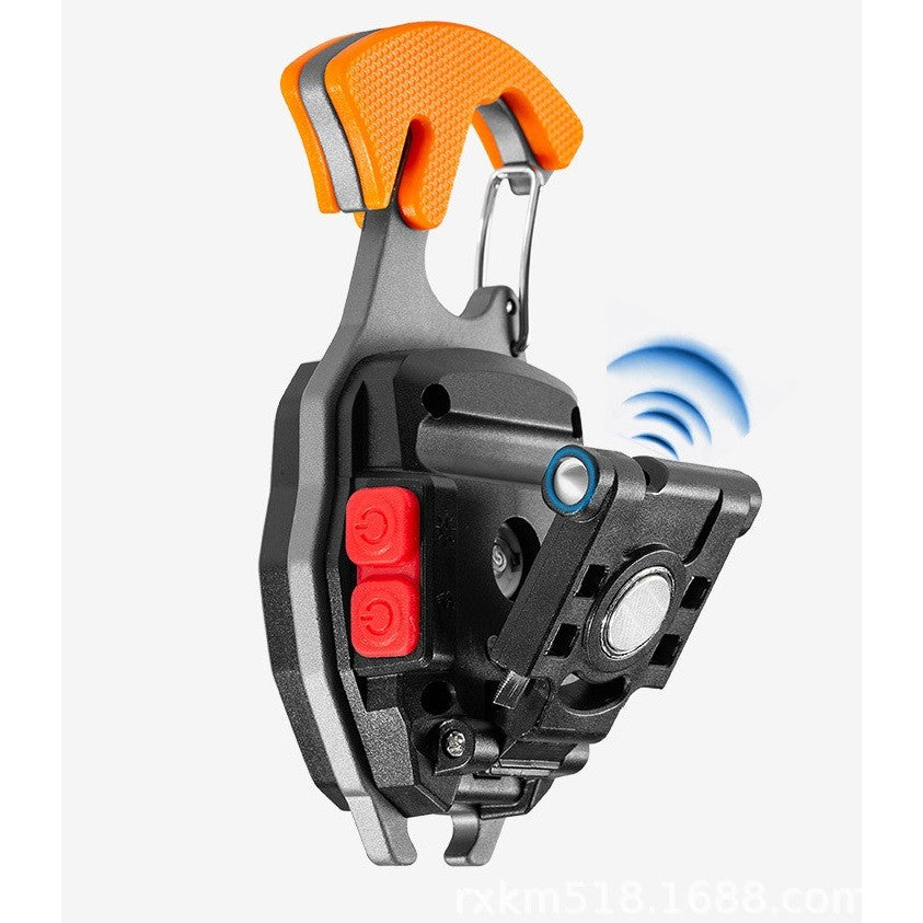 Breloc Multifunctional, Flippy, Model W5147, Kit Supravietuire, Lanterna, Bricheta, Fluier, din ABS/Aluminiu, Alimentare USB, Negru/Portocaliu-6