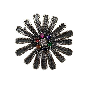 Brosa din Argint 925 Floare Filigran cu Piatra-0