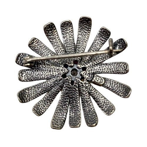 Brosa din Argint 925 Floare Filigran cu Piatra-3
