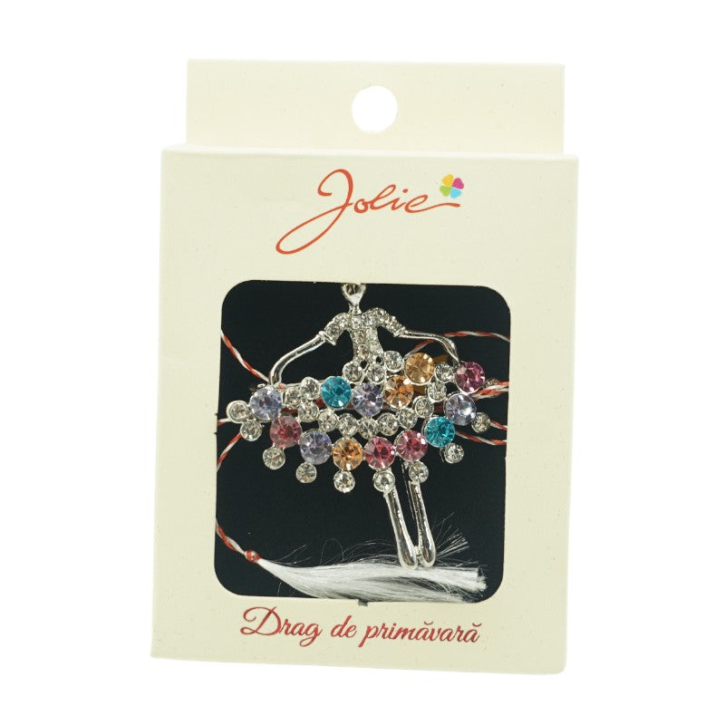 Brosa Multicolora Balerina cu Pietre-0