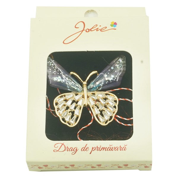 Brosa Multicolora Jolie model Fluture Cristale Mov-0