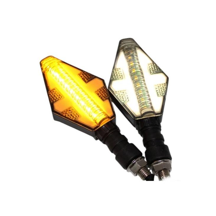 Set 2 lampi Semnalizare Moto, model CROSS, cu 2 functii, pozitie si semnalizare, tensiune 12V-2
