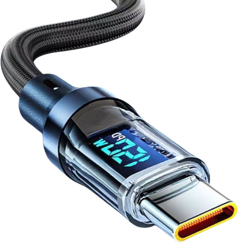 Cablu de Date Type C + USB, Flippy, Încarcare Super Rapida, 120 W, Afișaj Digital LED, 1 m, Negru-8