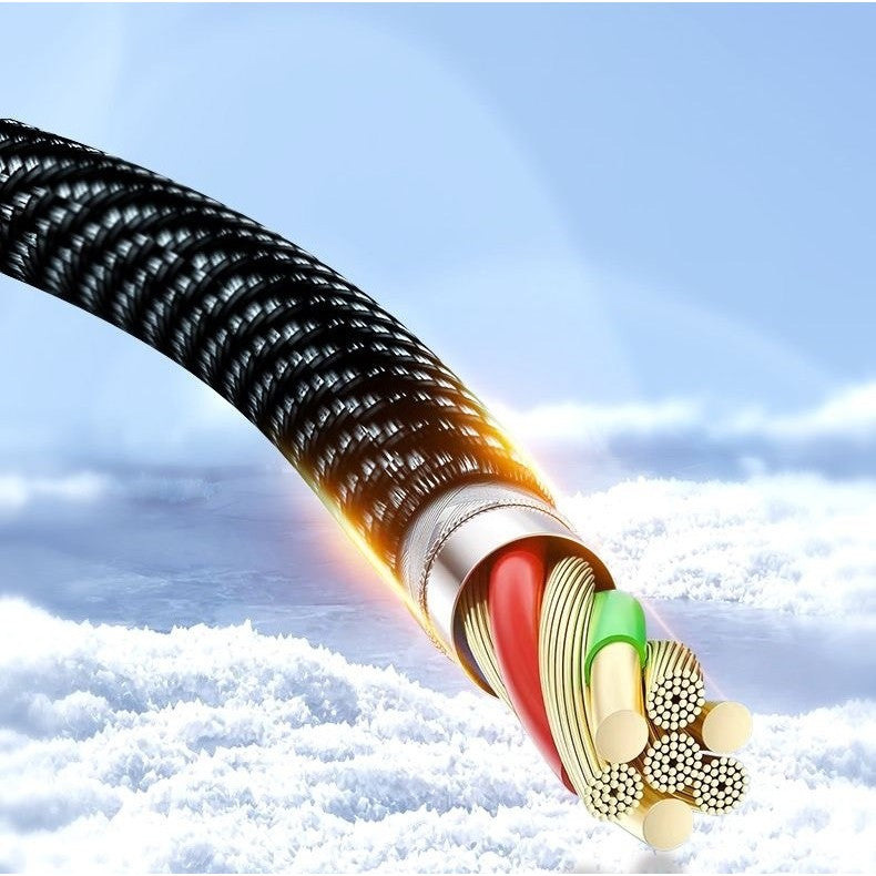 Cablu de Date Type C + USB, Flippy, Încarcare Super Rapida, 120 W, Afișaj Digital LED, 1 m, Negru-9
