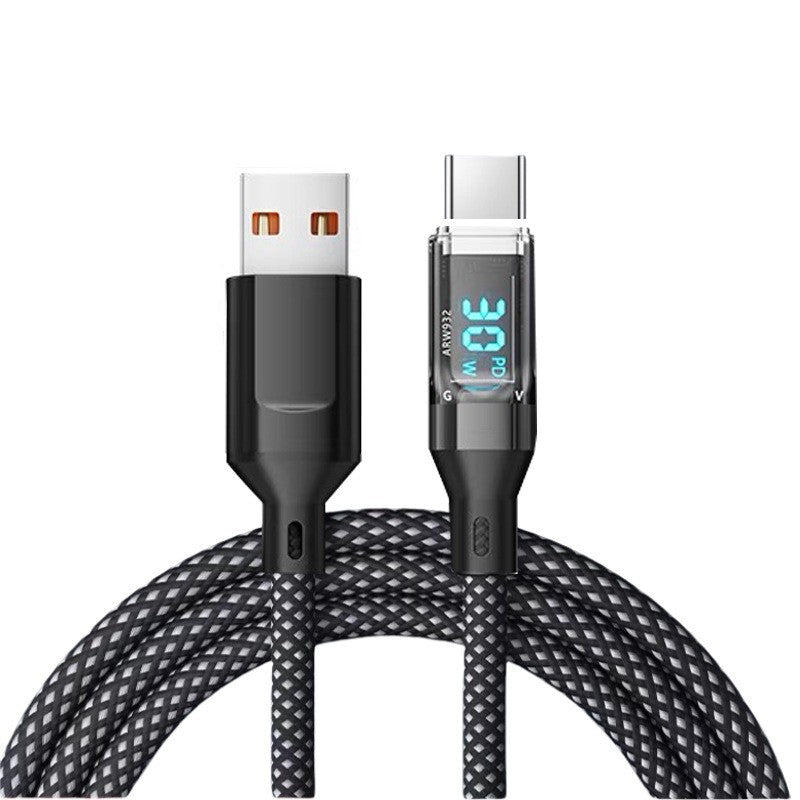 Cablu de Date Type C + USB, Flippy, Încarcare Super Rapida, 120 W, Afișaj Digital LED, 1 m, Negru-0