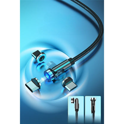 Cablu de incarcare magnetic 3 in 1 360 grade + 180 grade, 1 m, micro, type C, iPhone,  5 V, 2.1 A, Negru-1