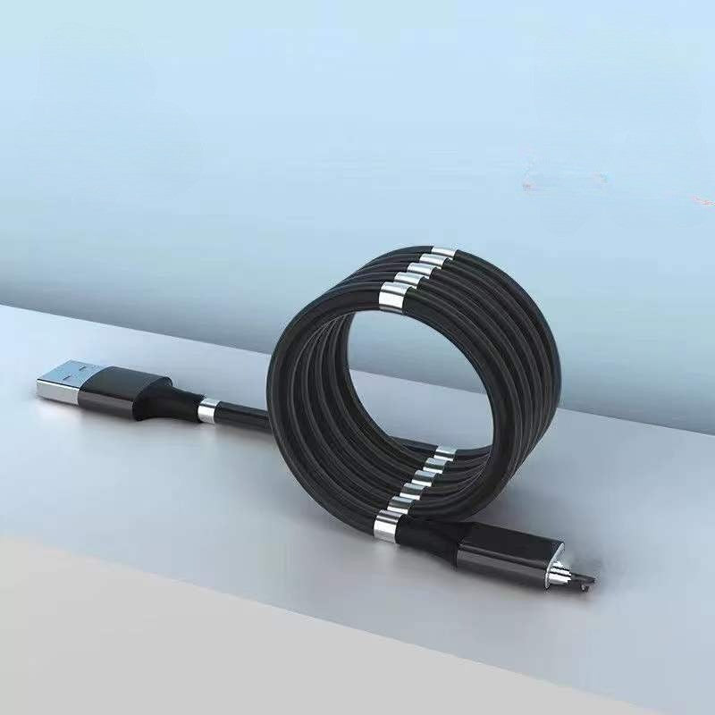 Cablu de incarcare rapida, Flippy, Type C, cu absorbtie magnetica, 1 m, Negru-1