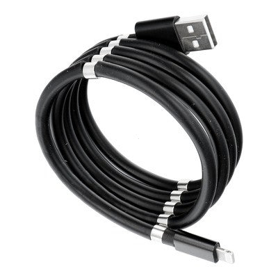 Cablu de incarcare rapida, Flippy, USB, compatibil Iphone, cu absorbtie magnetica, 1 m, negru-0