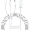 Cablu USB 3in1 Flippy SX - 21, USB la micro USB/USB-C/compatibil iphone, 3A, 1.2m (alb)-0