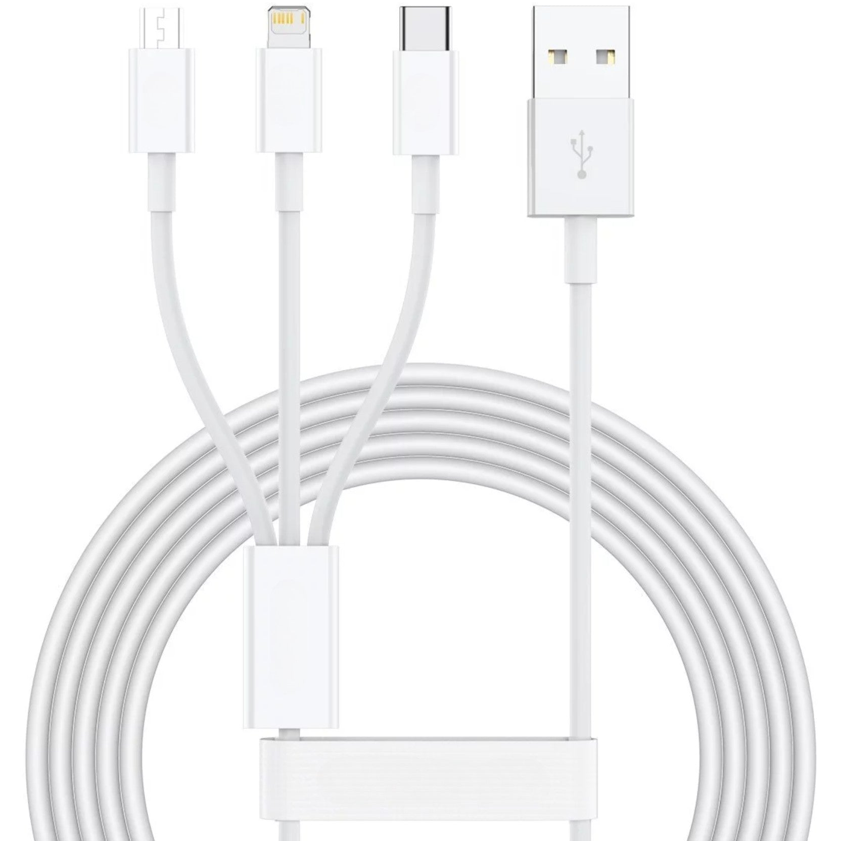 Cablu USB 3in1 Flippy SX - 21, USB la micro USB/USB-C/compatibil iphone, 3A, 1.2m (alb)-0
